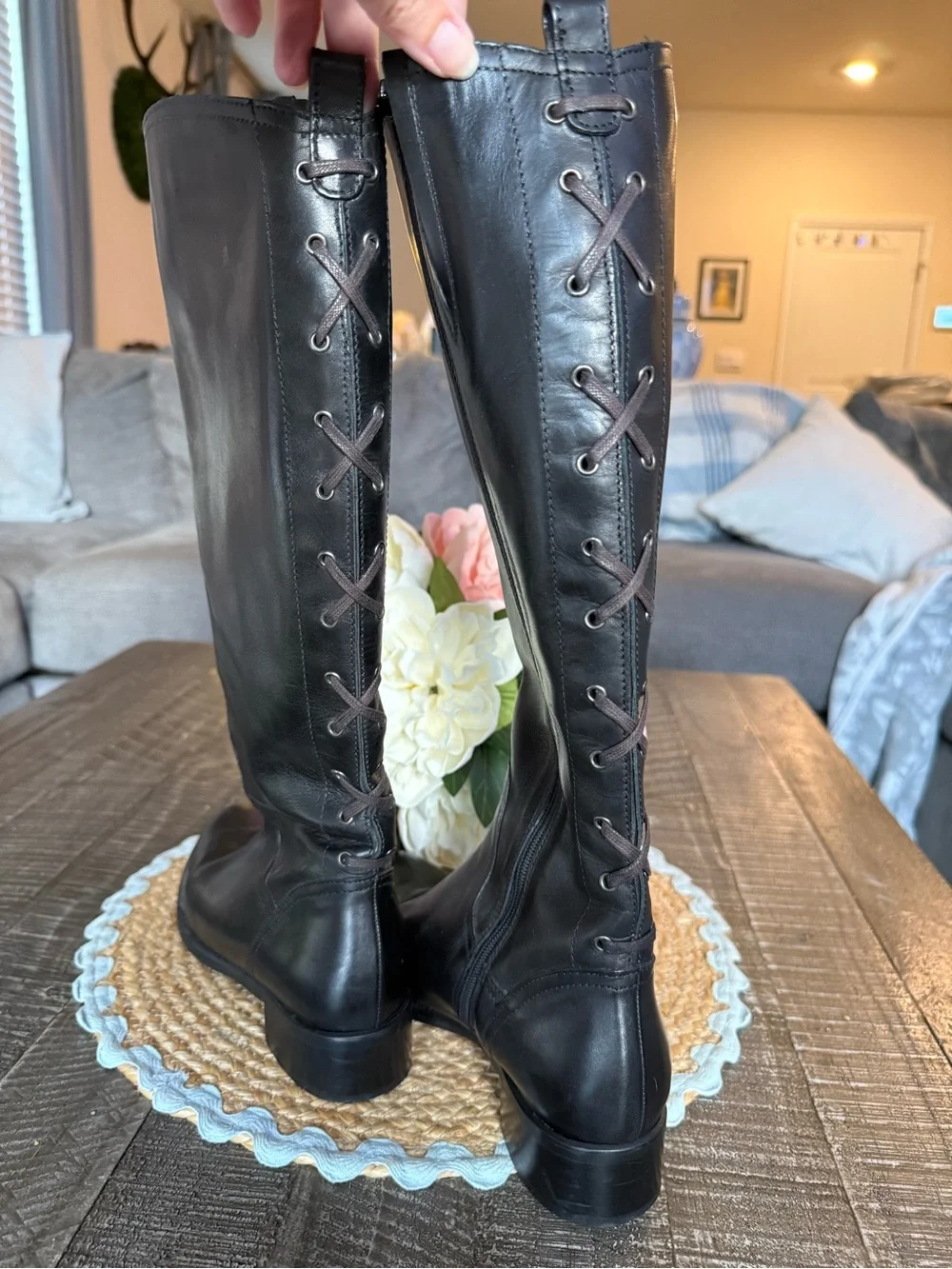 Sesto Meucci Black Leather Riding Boots